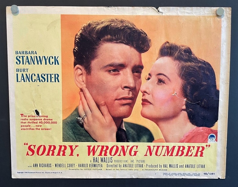 Sorry Wrong Number (1948) – Original Lobby Card Movie Poster ...