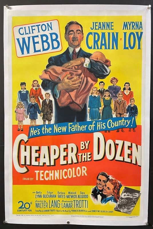 Cheaper By the Dozen (1950) – Original One Sheet Movie Poster