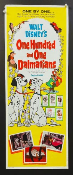 One Hundred and One (101) Dalmations (1961) - Original Insert Movie Poster