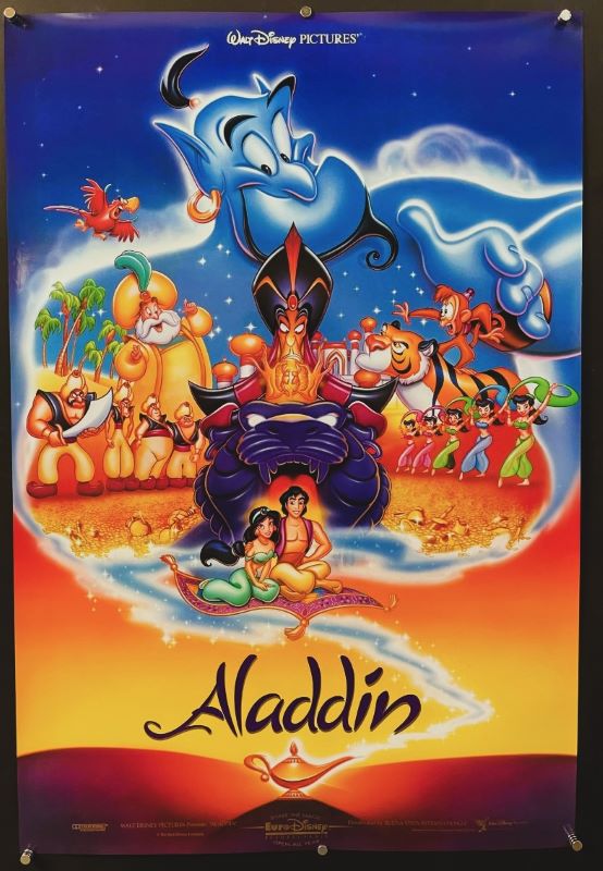 Manía Velas Enviar Aladdin (1992) – Original Disney One Sheet Movie Poster - Hollywood Movie  Posters