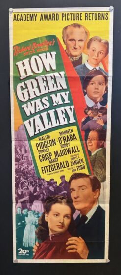 How Green Was My Valley (R1946) - Original Insert Movie Poster