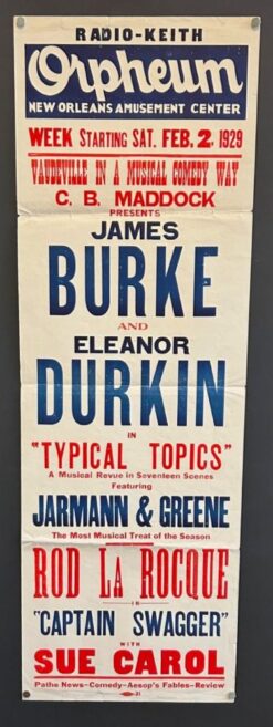 Typical Topics / Captain Swagger (1929) - Original Vaudeville Double Bill Movie Poster