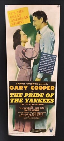 Pride Of the Yankees (1942) - Original Insert Movie Poster